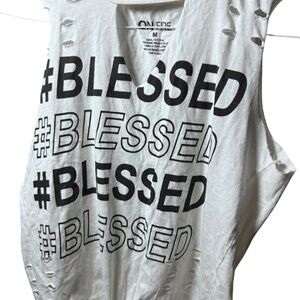 White Muscle Tee with Sleeveless Cut and Graphic Design